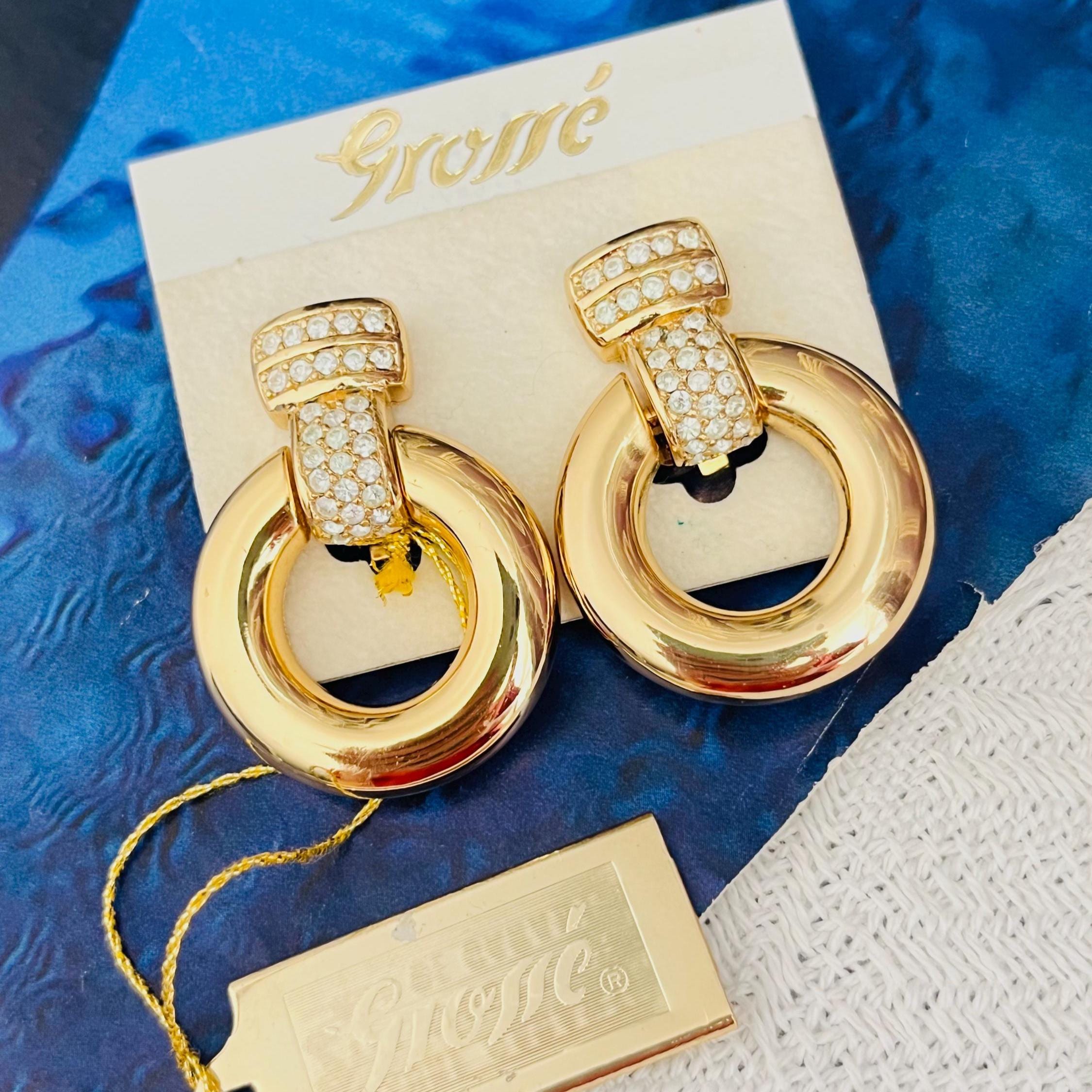 Christian Dior GROSSE Glow Circle Hoop Crystals Door Knocker Drop