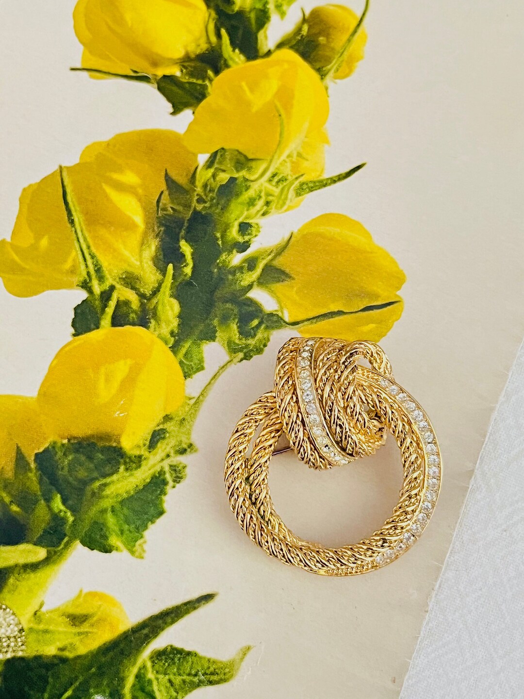 Christian Dior GROSSE Vintage Crystals Double Circle Interlocked Rope ...