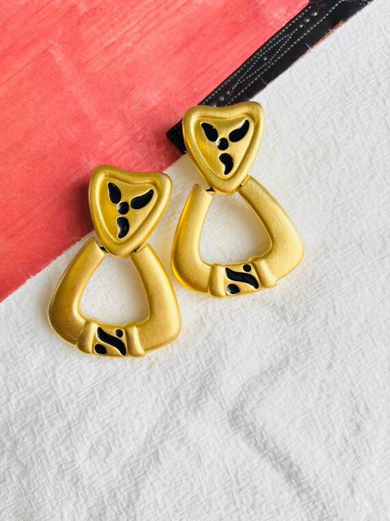 Givenchy Vintage Triangle Heart Love Black Hoop M… - image 1