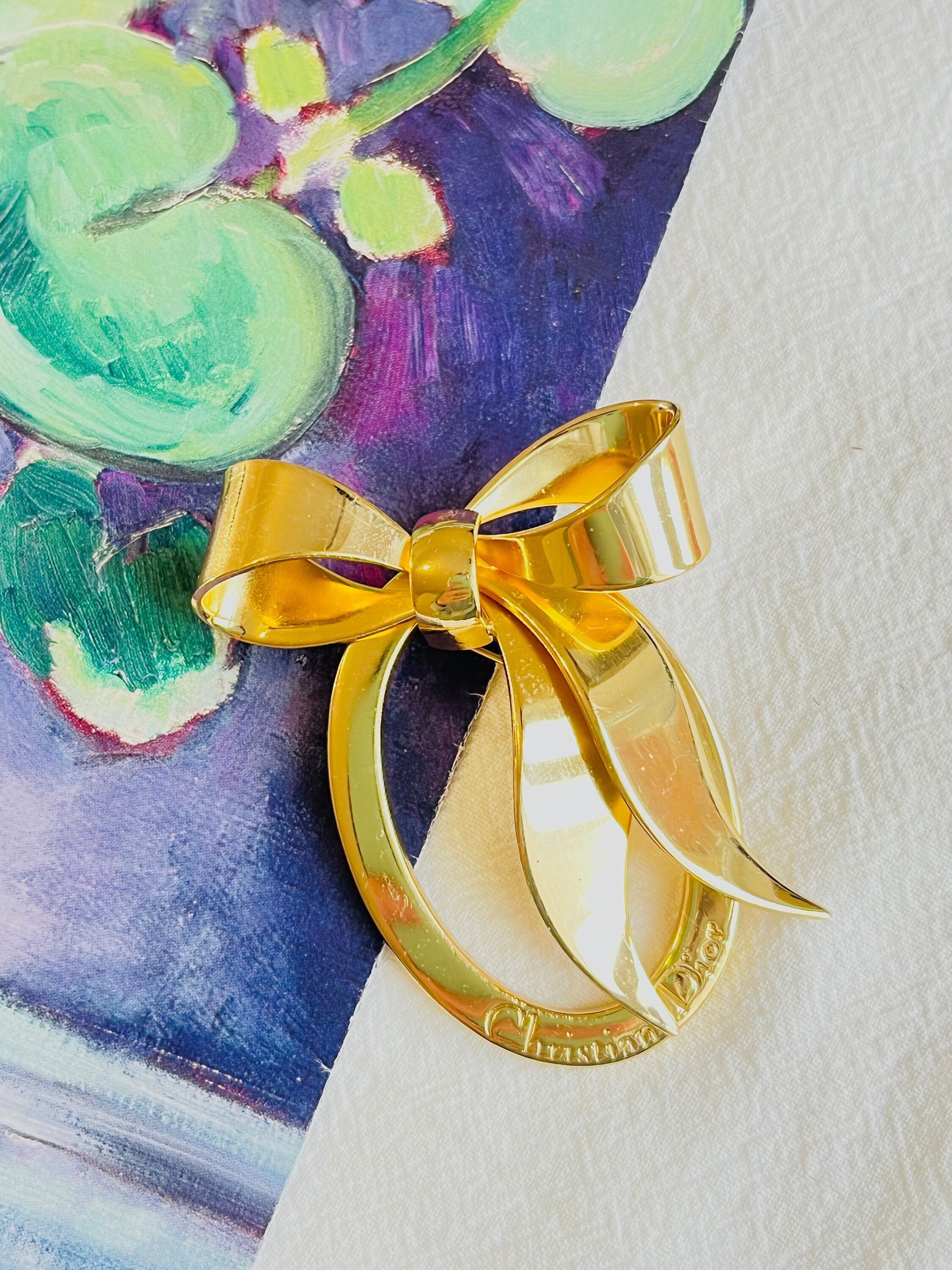 Christian Dior Vintage 1980s Logo Monogram Floppy Bow Insignia