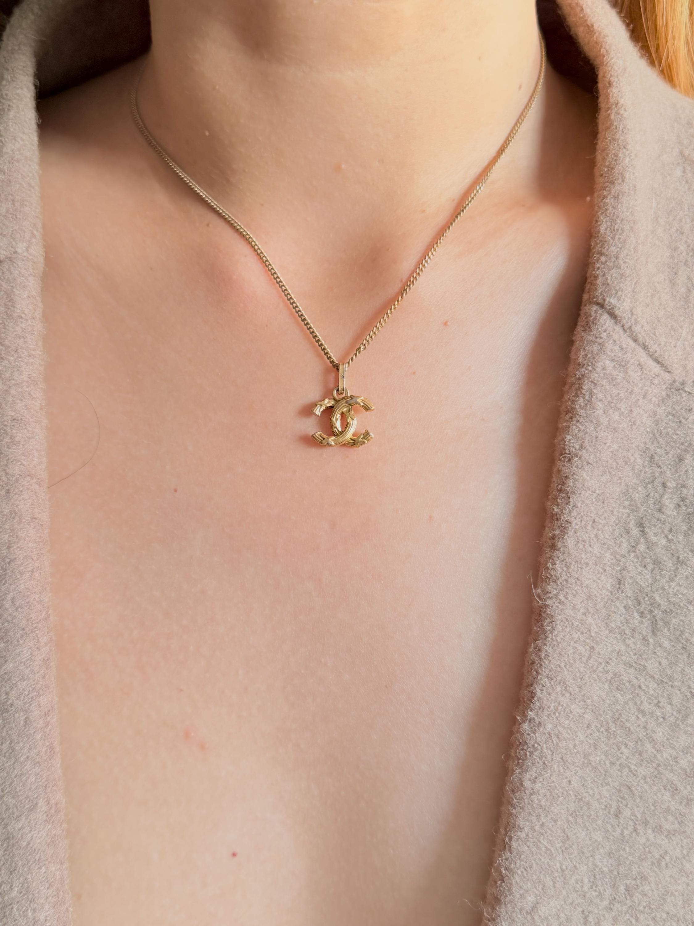 Chanel Vintage 1970 Iconic Textured Coco CC Logo Cross X Pendant
