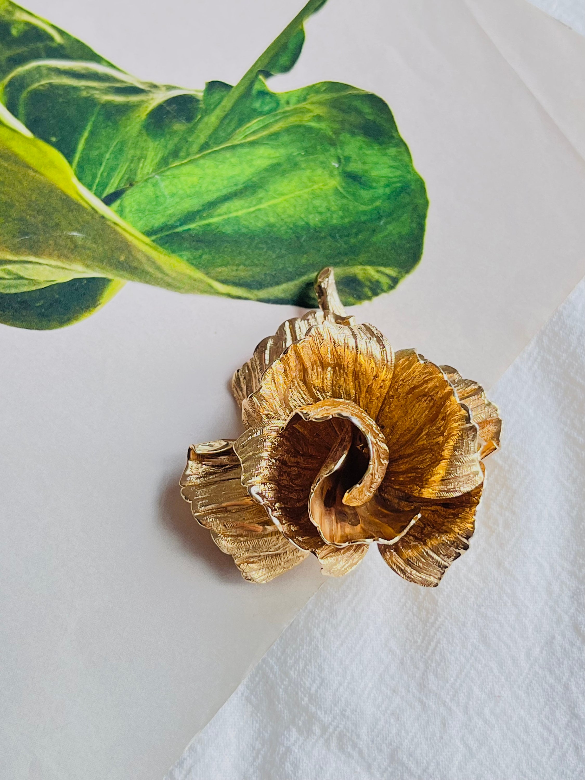 Christian Dior 1964 Vintage Large Sculpted 3D Vivid Rose Flower