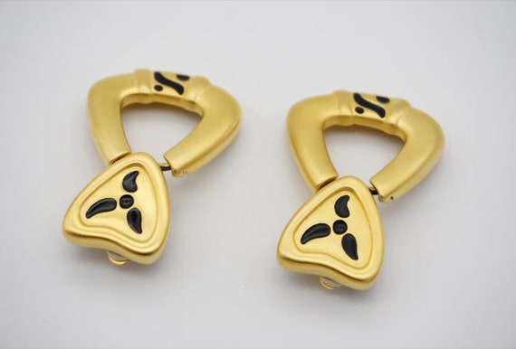 Givenchy Vintage Triangle Heart Love Black Hoop M… - image 7