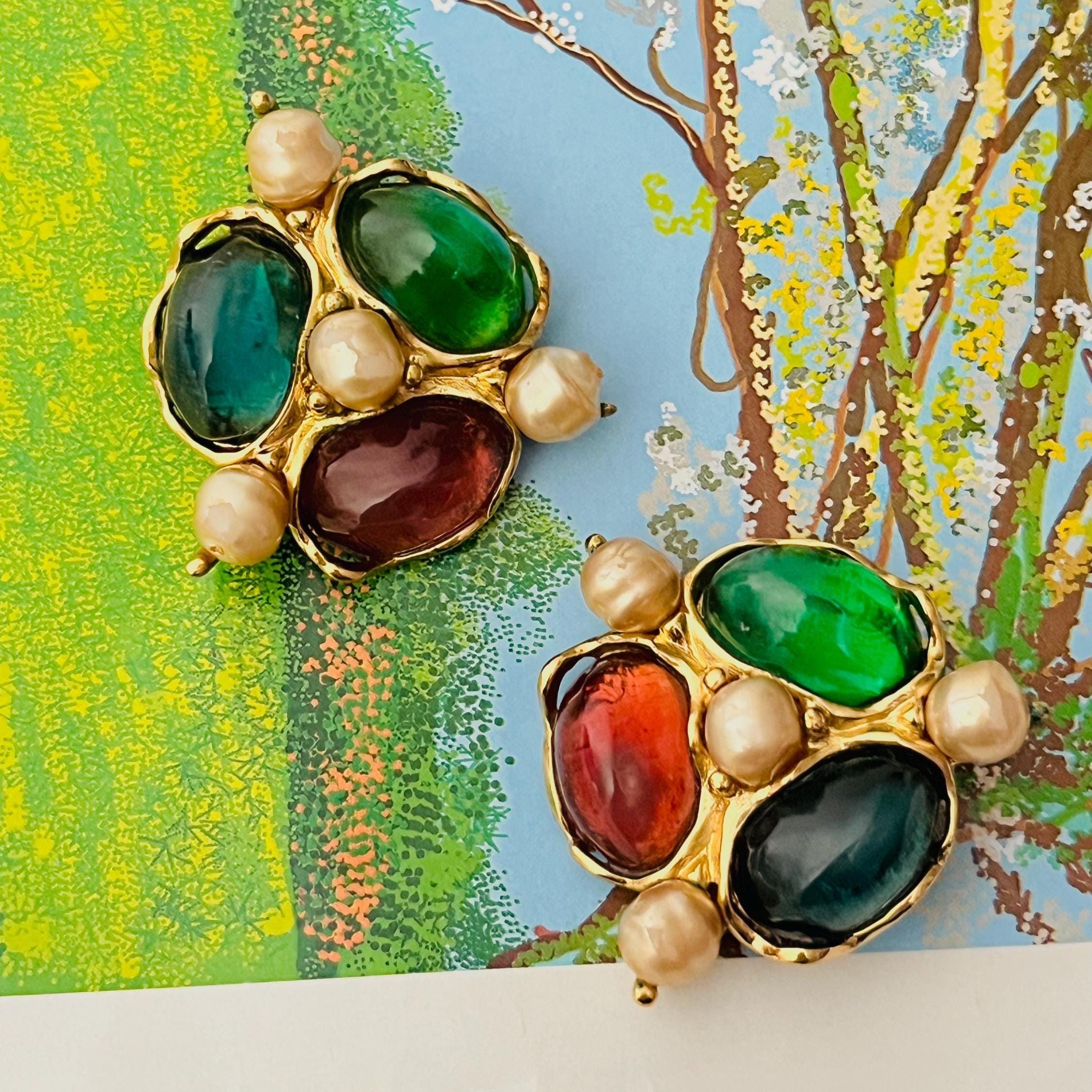 イヴ・サンローラン YSL ラージ グリポワ エメラルド ルビー 