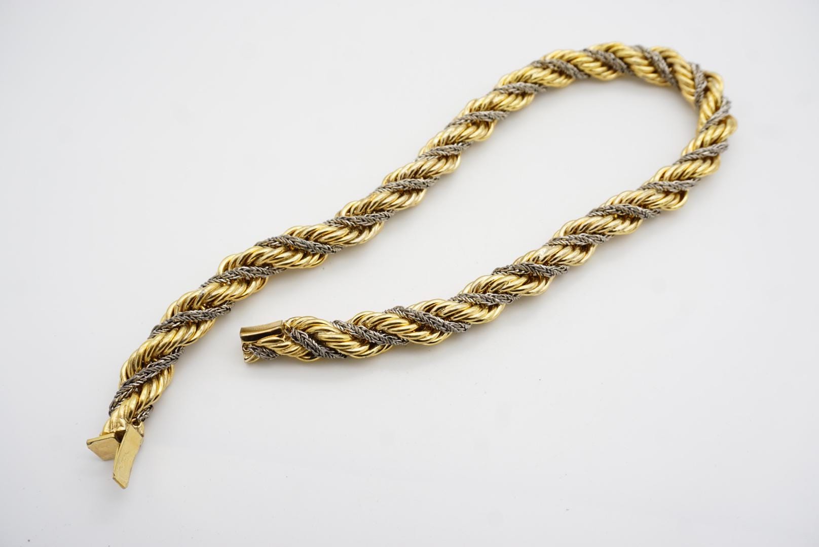 Christian Dior GROSSE 1967 Extra Thick Silver Gold Spiral Rope 