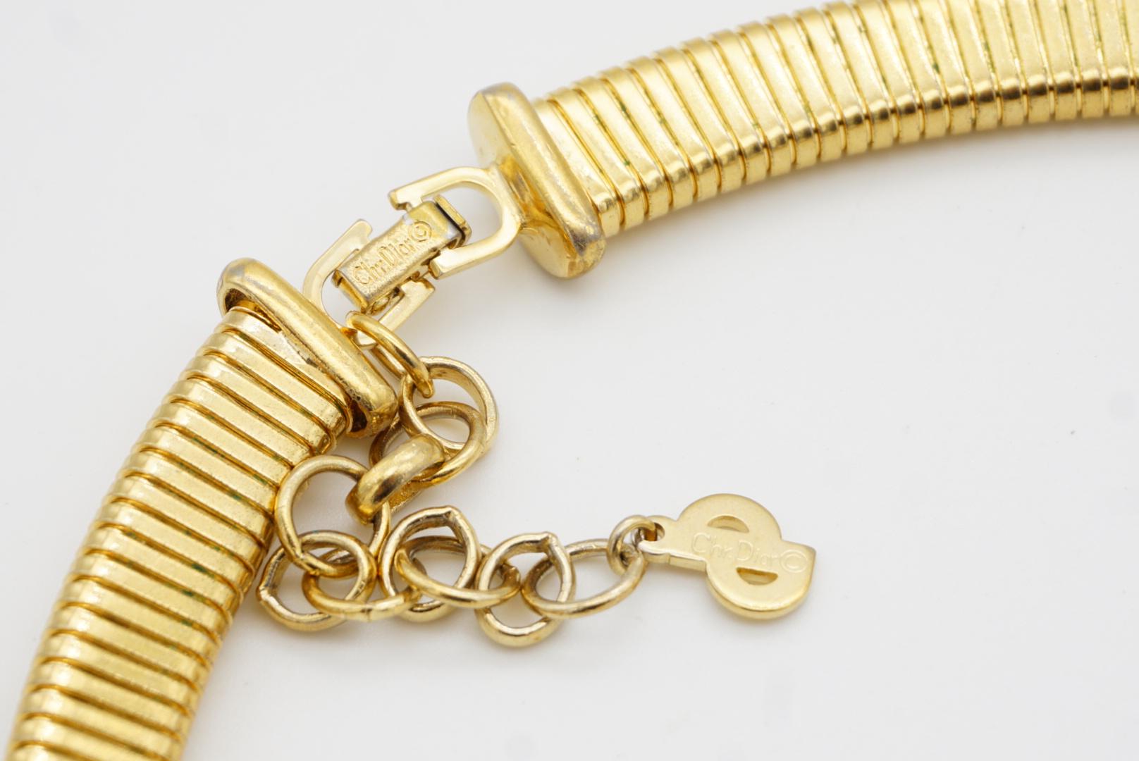 Christian Dior Vintage 1980s Ribbed Adjustable Omega Snake Choker
