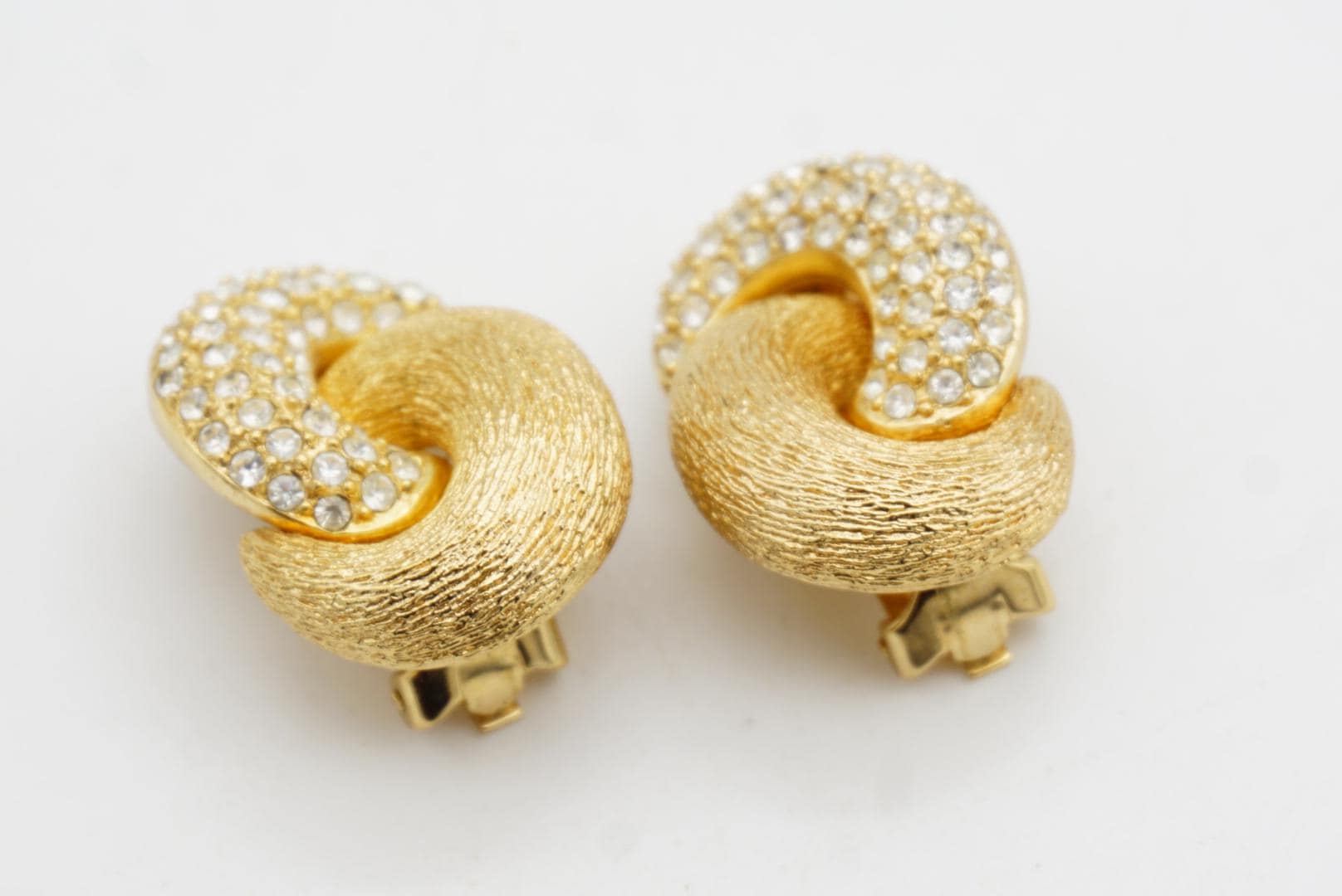 Christian Dior Vintage 1980s Textured Crystals Interlocked Twist