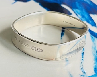 Tiffany & Co. 1837 Vintage Cushion Square Bangle Bracelet 925