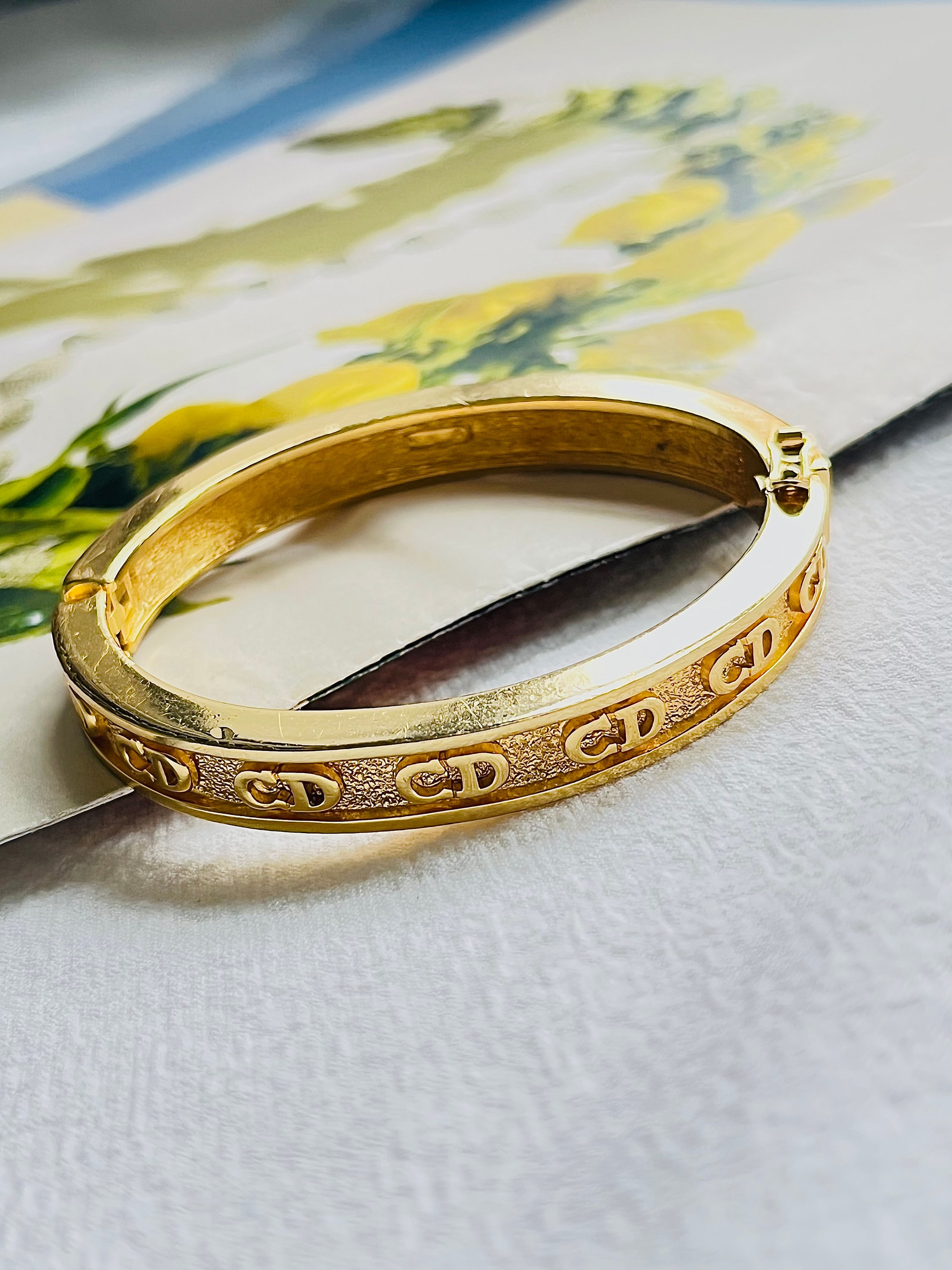 Christian Dior Vintage 1980s Monogram Logo CD Classic Cuff