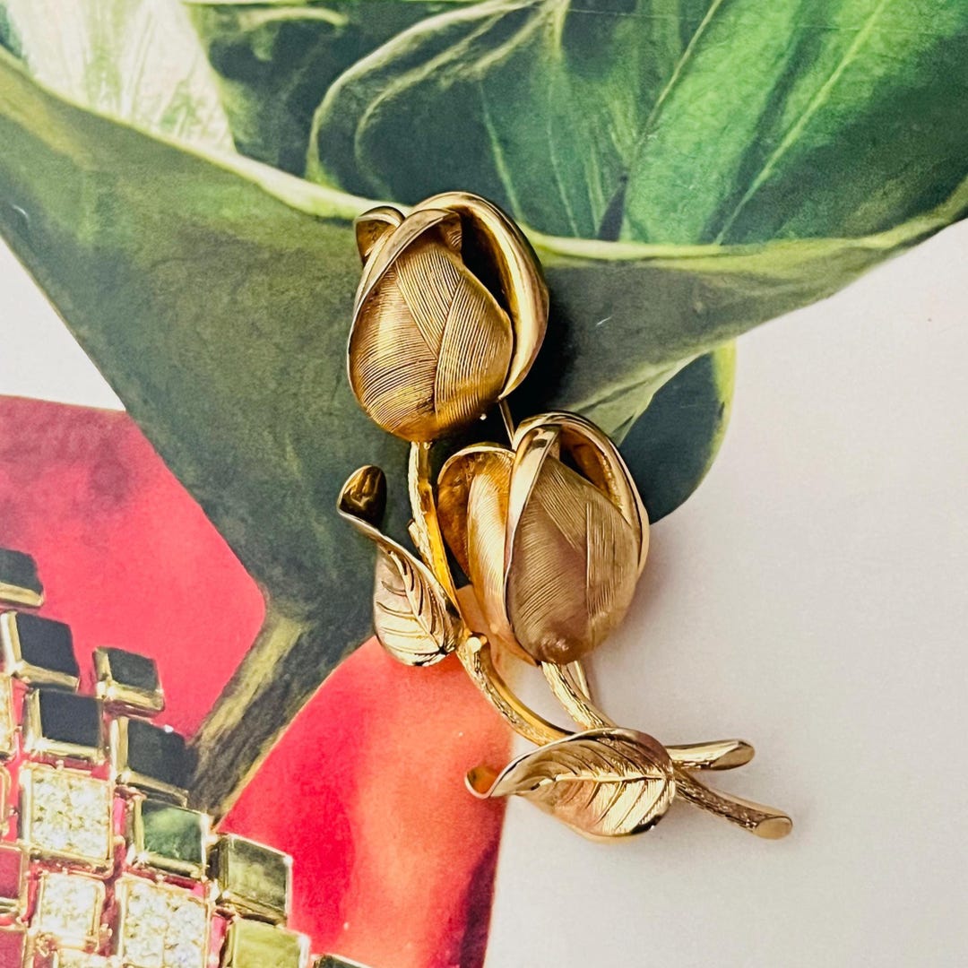 Christian Dior GROSSE 1963 Vintage Vivid 3D Double Flower Rose