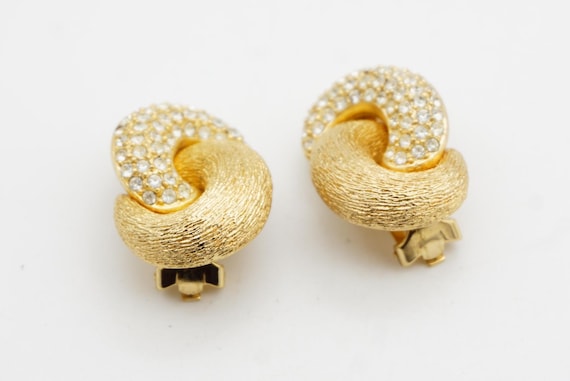Christian Dior Vintage 1980s Textured Crystals Interlocked Twist