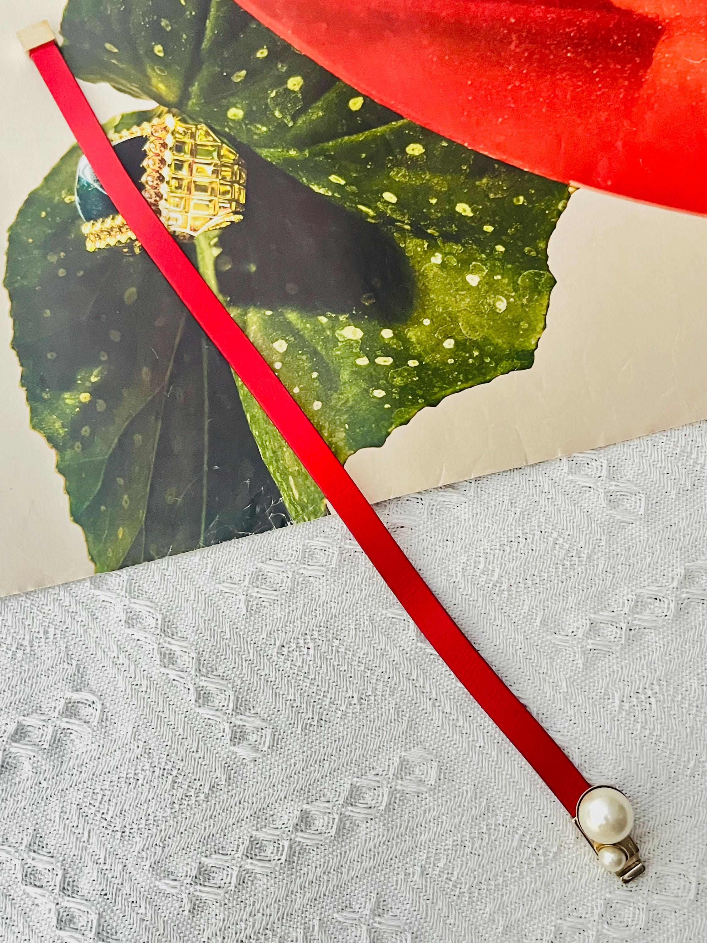 クリスチャン・ディオール トリバレス ホワイトパール レッドレザー