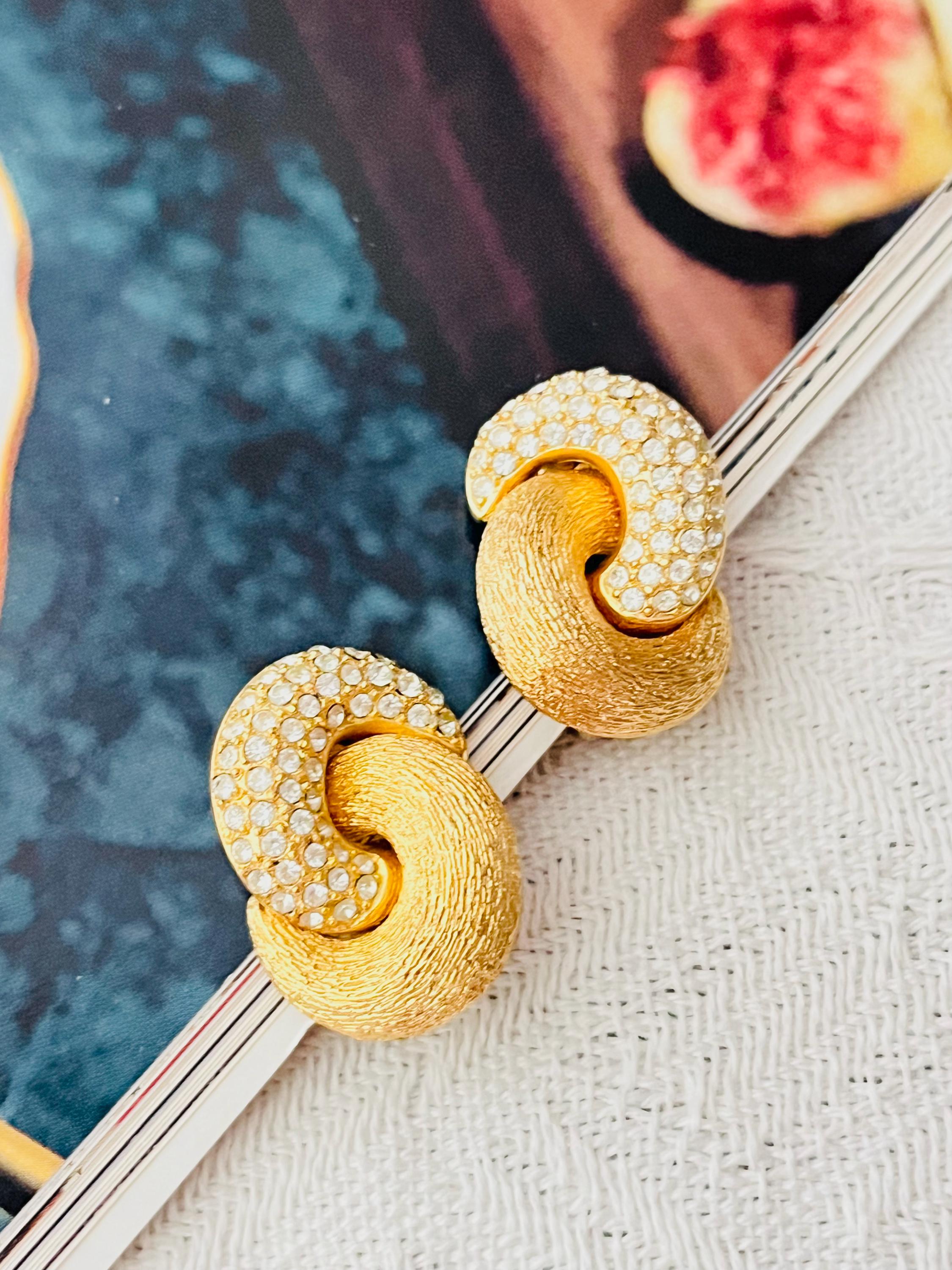 Christian Dior Vintage 1980s Textured Crystals Interlocked Twist