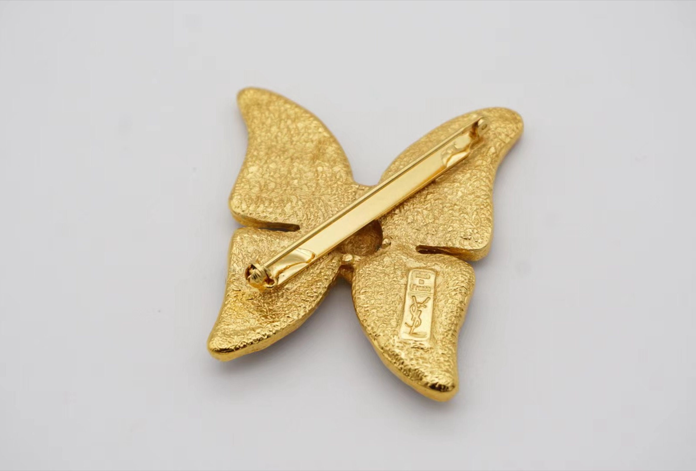 Yves Saint Laurent YSL Vintage 1980s Large Purple Enamel Butterfly