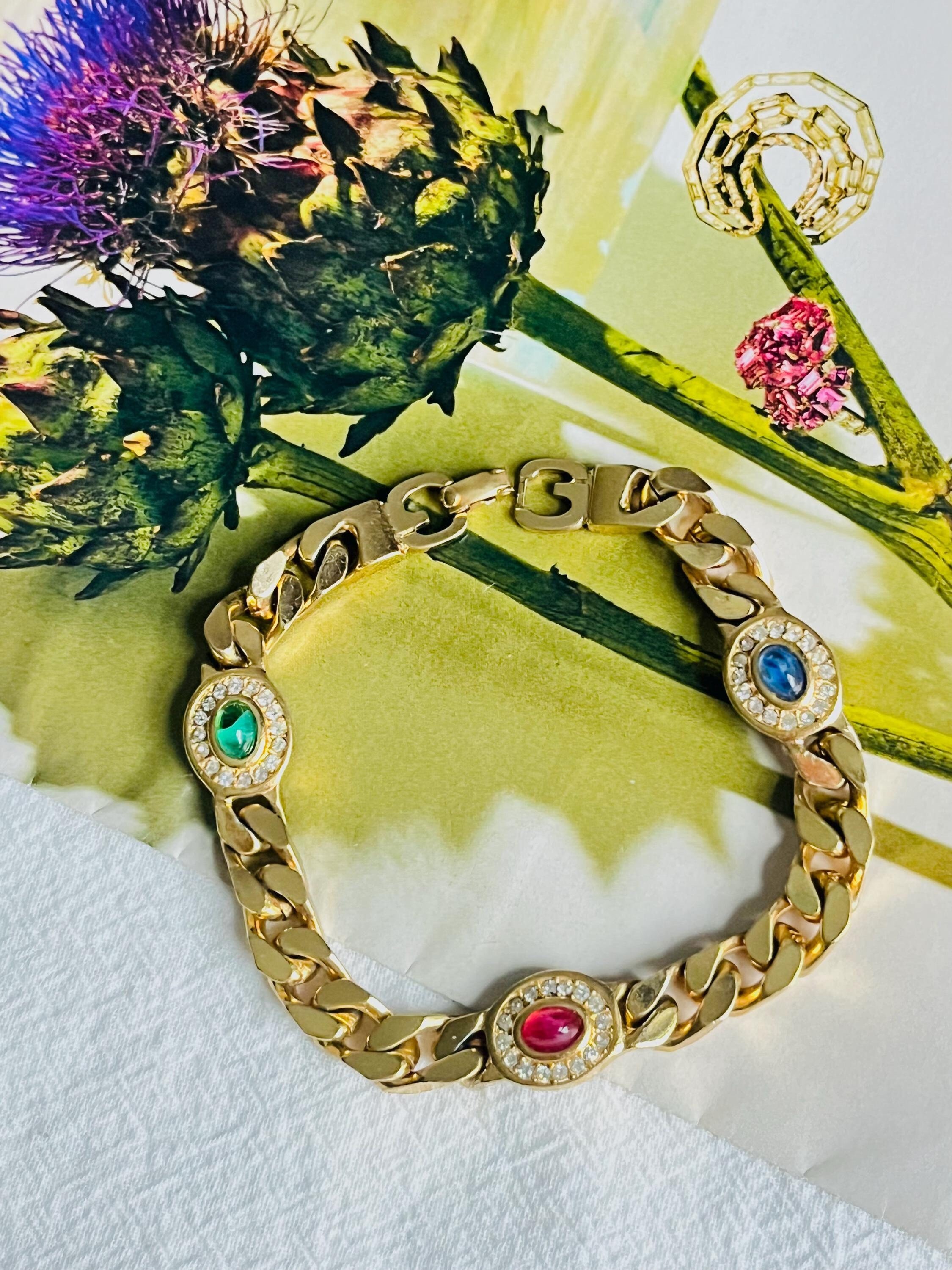 Christian Dior GROSSE 1970s Ruby Sapphire Emerald Crystals