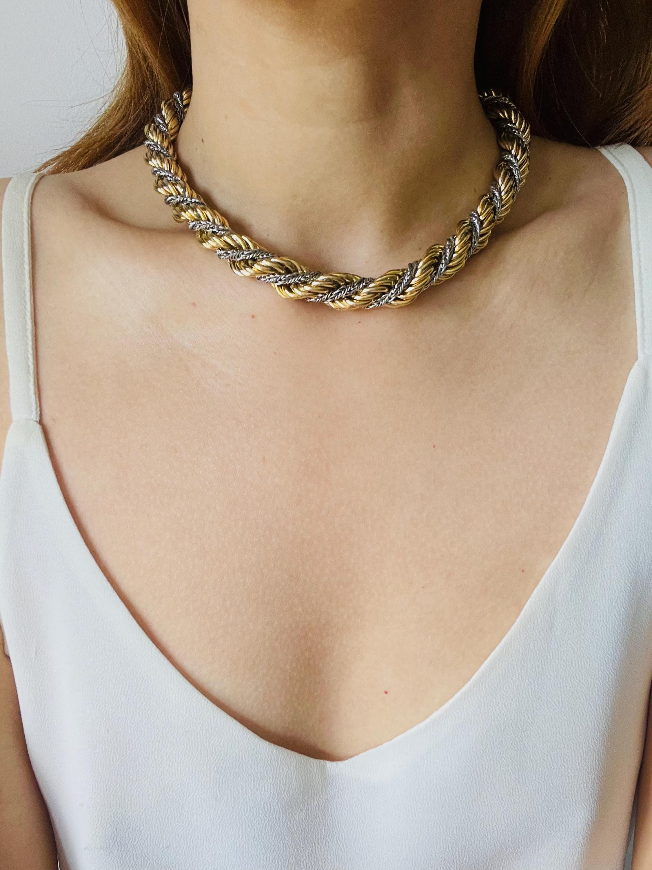 Christian Dior GROSSE 1967 Extra Thick Silver Gold Spiral Rope 