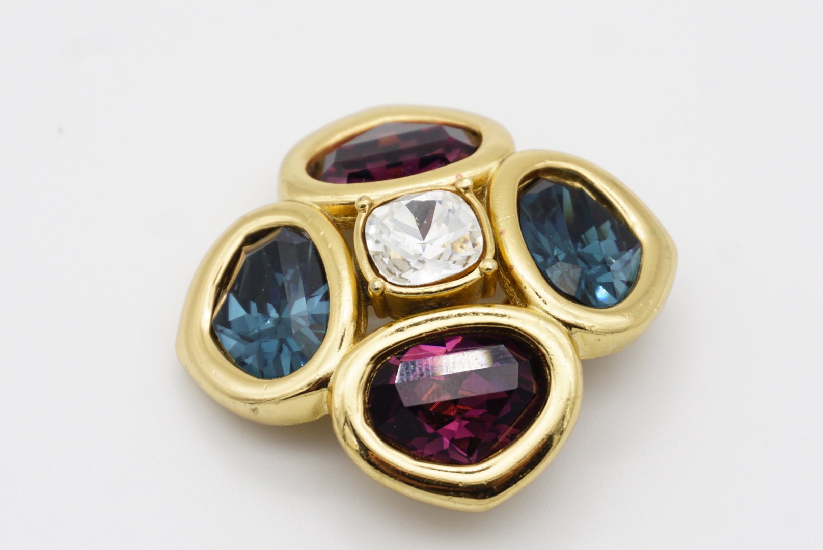 Christian Dior 1980s Vintage Lucky Clover Sapphire Amethyst