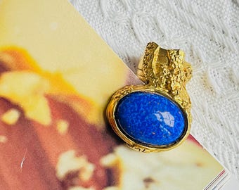 Yves Saint Laurent YSL Arty Lapis Navy Cabochon Statement