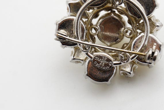 Christian Dior 1965 Vintage White Pearls Crystals Openwork Floral