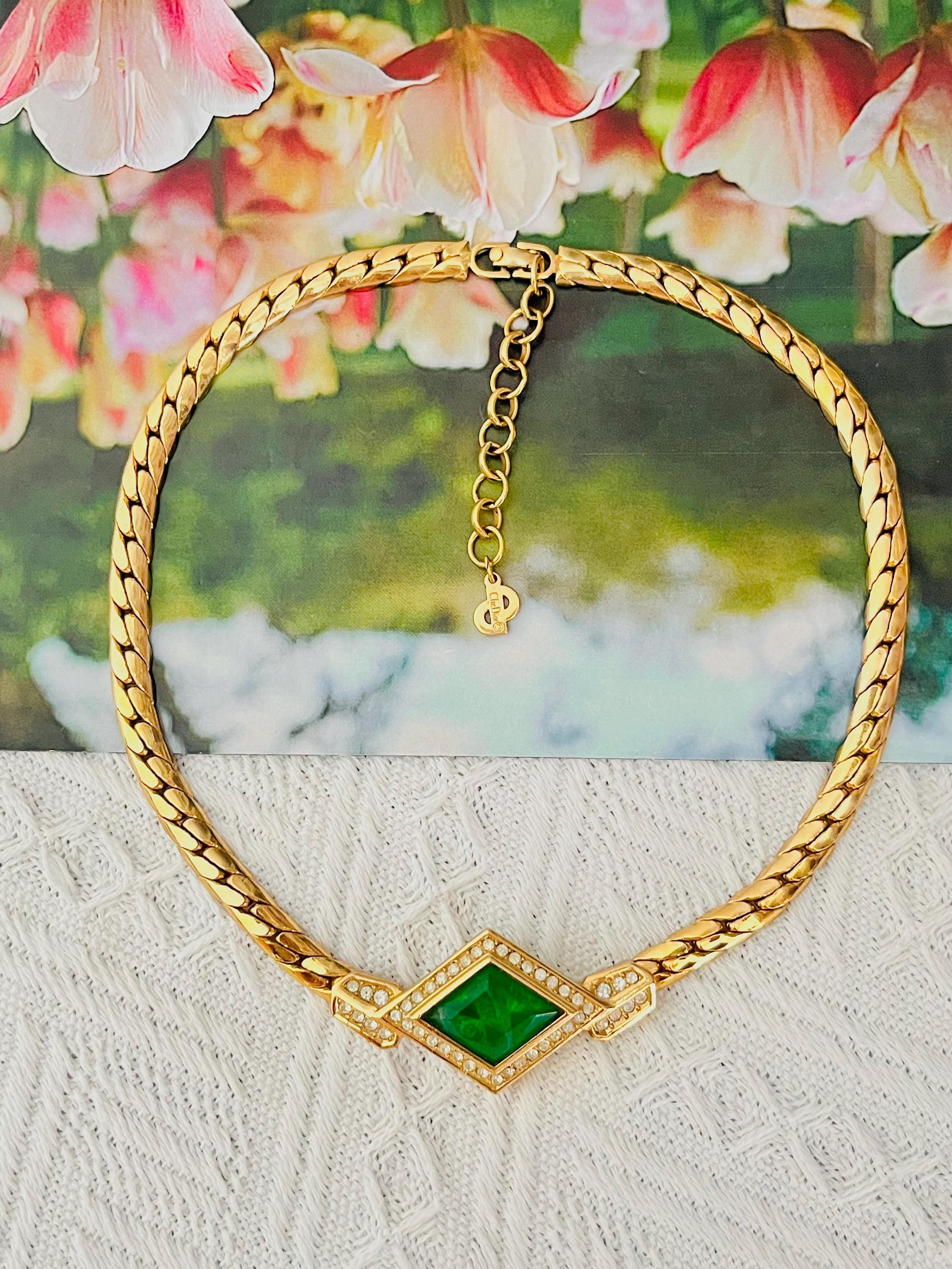 Christian Dior Vintage 1980s Emerald Gripoix Diamond Crystals