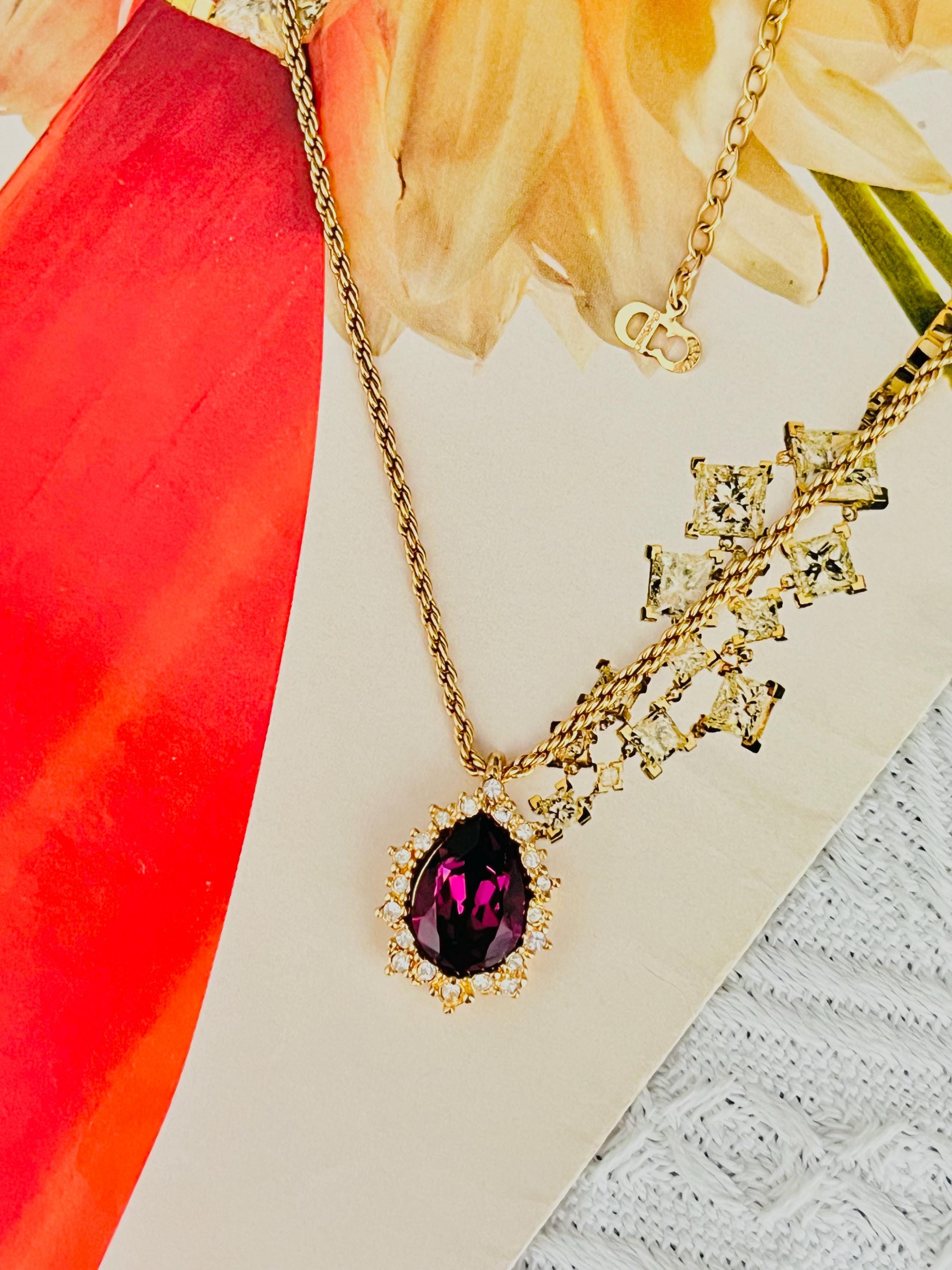Christian Dior Vintage 1980s Amethyst Crystals Water Tear Drop