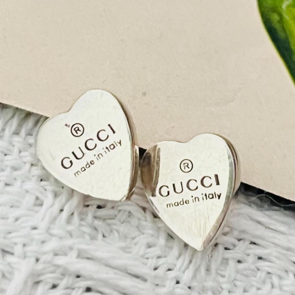 Gucci Vintage Iconic Logo Trademark Heart Love Pierced Earrings