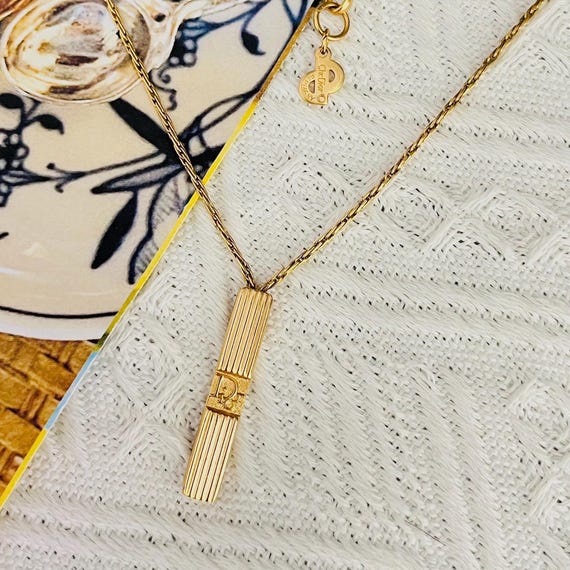 アクセサリー Dior Vintage Trotter Logo Gold Necklace Dior Vintage Trotter Logo Gold Necklace