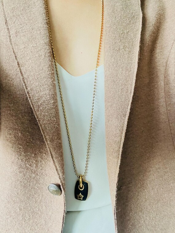 Givenchy Vintage Black Rectangle Circle Star Pend… - image 3