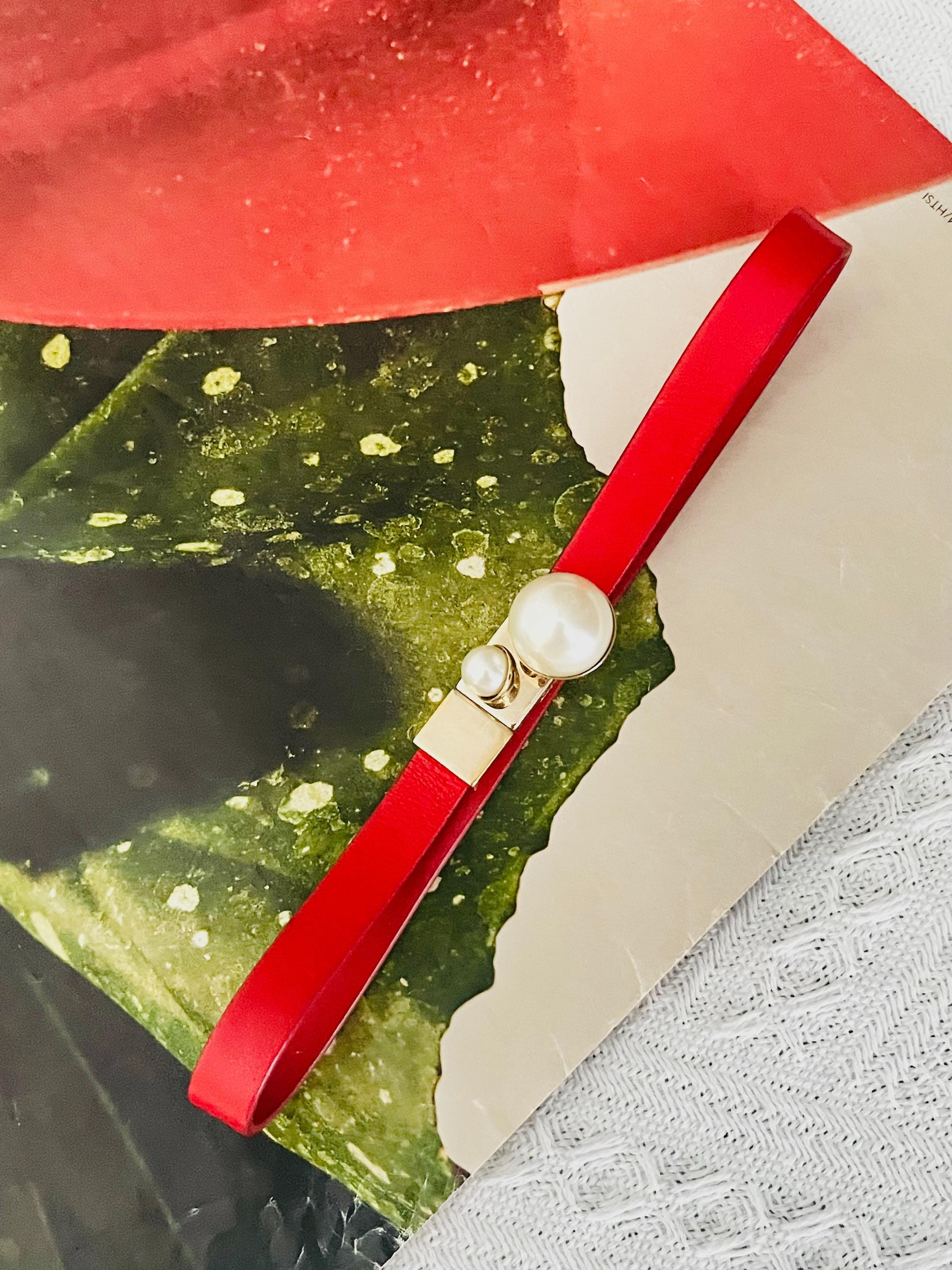 クリスチャン・ディオール トリバレス ホワイトパール レッドレザー