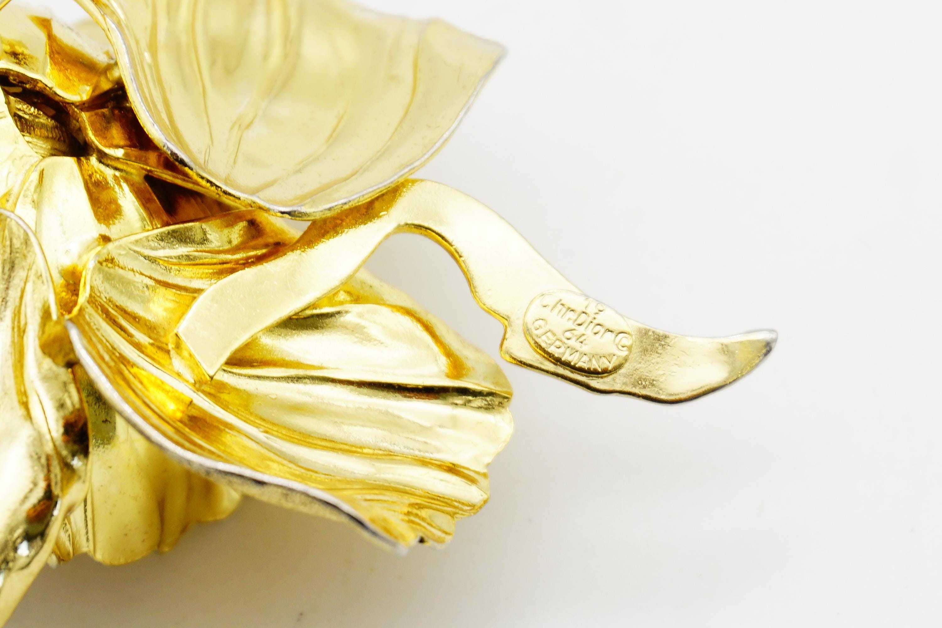 Christian Dior vintage ローズブローチ　薔薇 Christian Dior 1964 Vintage Large Vivid 3D Rose Blossom Flourish