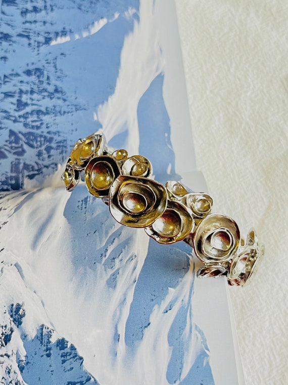 Yves Saint Laurent YSL Arty Cluster Swirl Flower Modernist Cuff