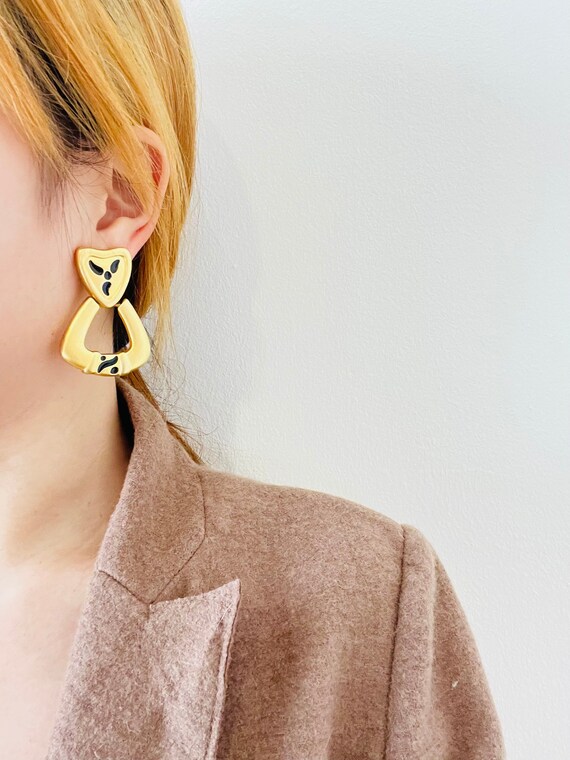 Givenchy Vintage Triangle Heart Love Black Hoop M… - image 4