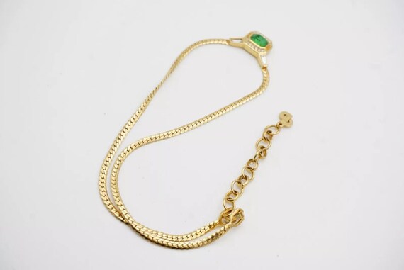 Christian Dior Vintage Gripoix Emerald Octagon Marble Green