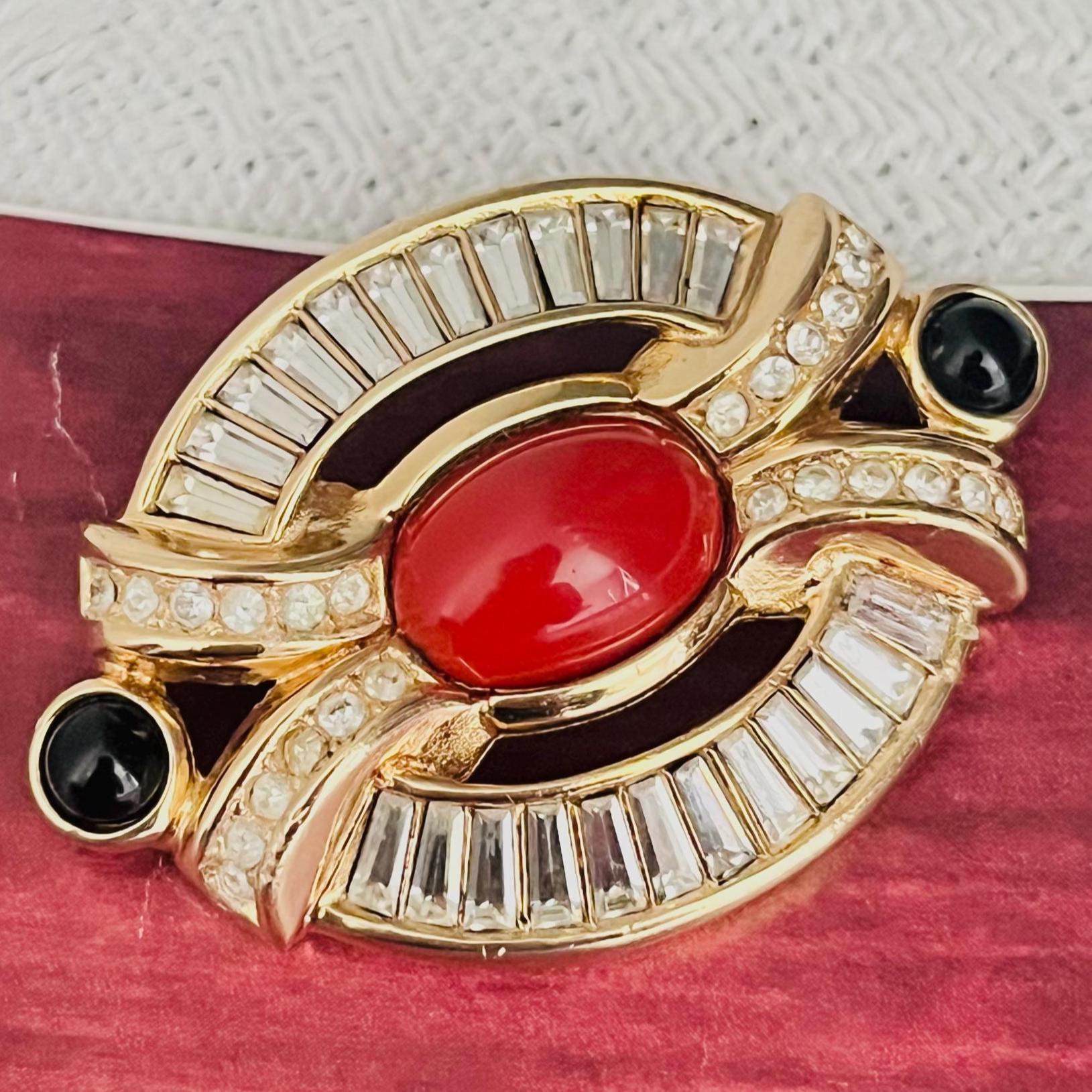 Christian Dior GROSSE Vintage Baroque Blood Red Onyx Cabochon