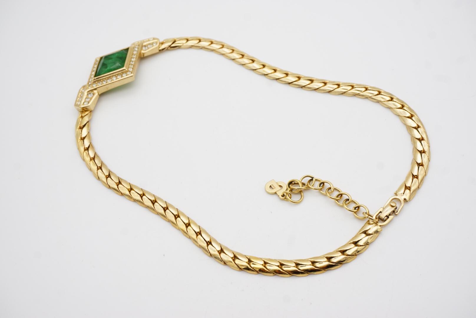 Christian Dior Vintage 1980s Emerald Gripoix Diamond Crystals