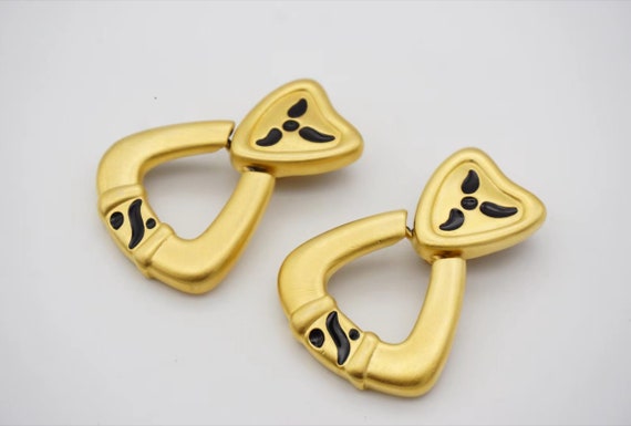 Givenchy Vintage Triangle Heart Love Black Hoop M… - image 6