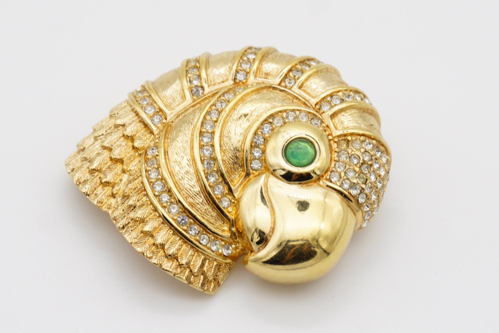 Christian Dior 1980s Vintage Gripoix Emerald Eye Parrot Bird Head