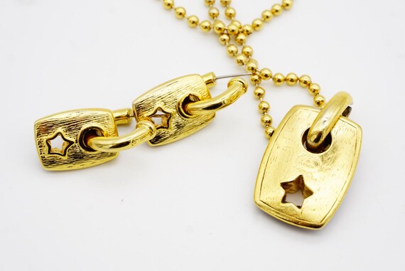 Givenchy Vintage Black Rectangle Circle Star Pend… - image 8