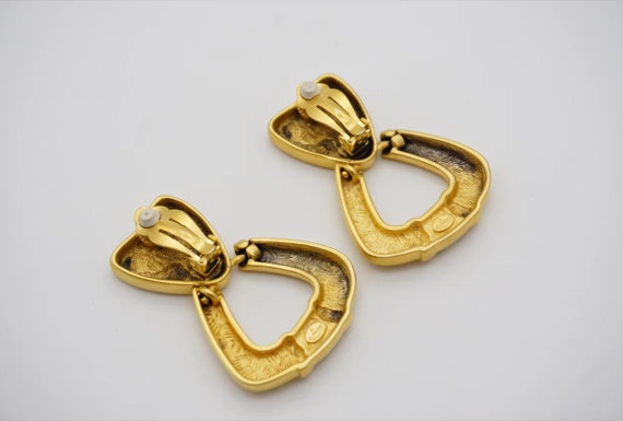 Givenchy Vintage Triangle Heart Love Black Hoop M… - image 9