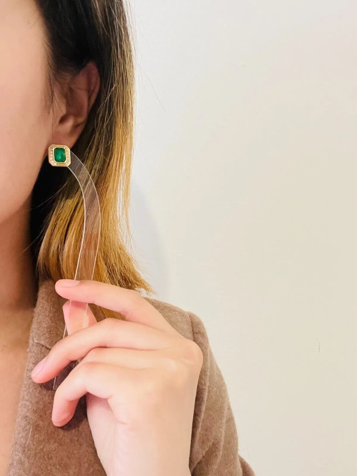 Christian Dior Vintage 1980s Gripoix Emerald Octagon
