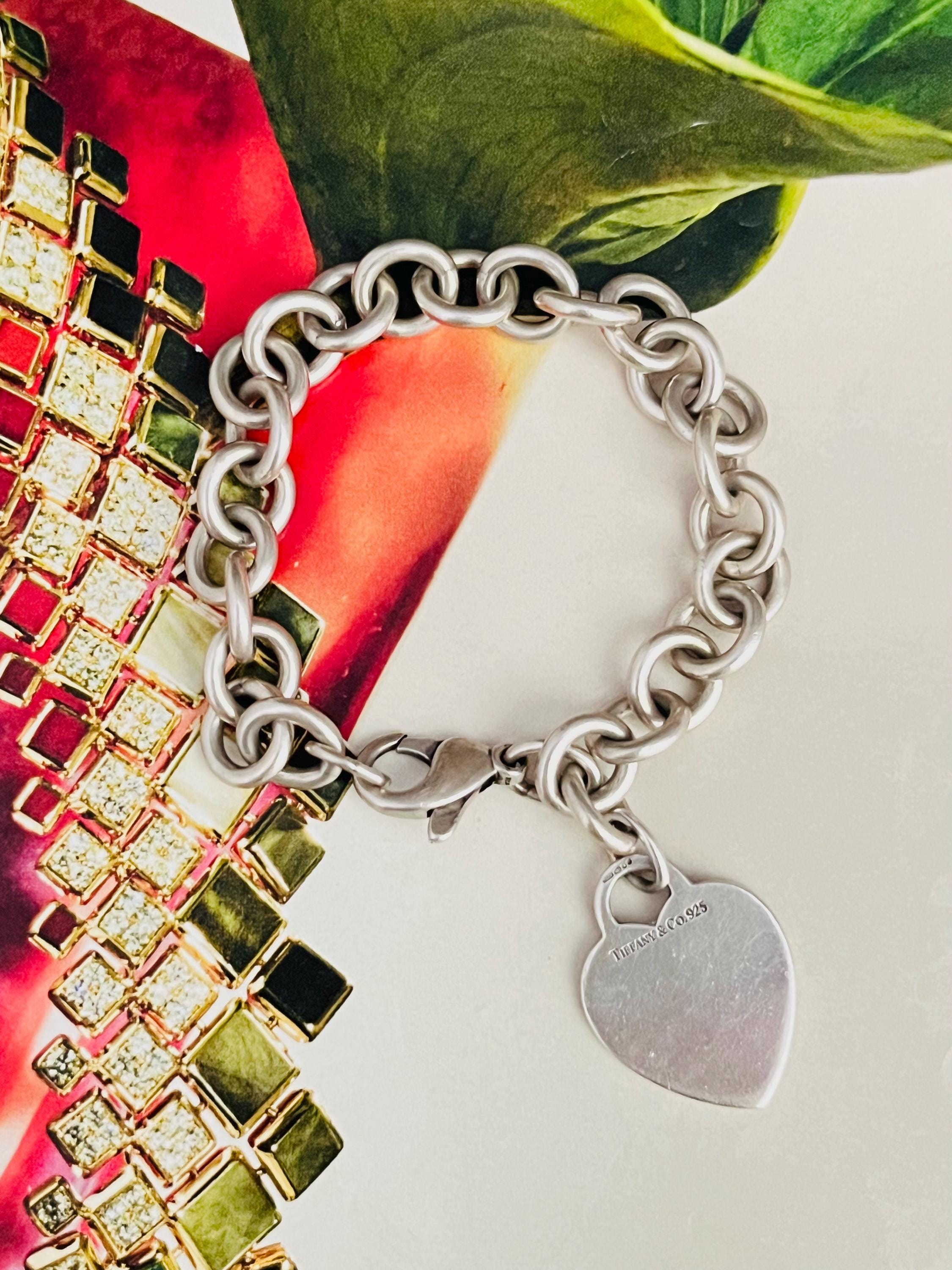 Tiffany Vintage Heart Logo Charm Interlocked Bracelet, 925