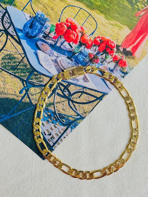 Givenchy Vintage 1980s 4G Logo Interlocked Crystal Figaro Chain