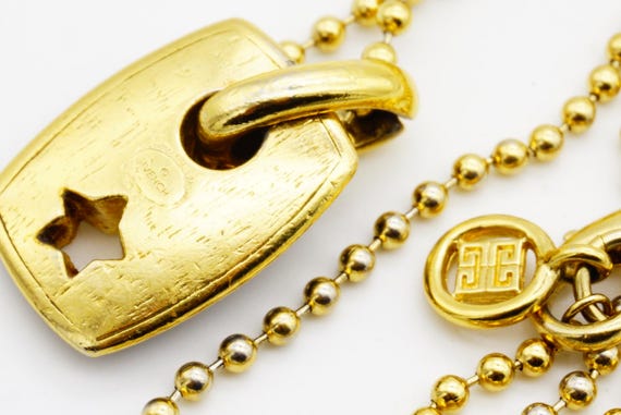 Givenchy Vintage Black Rectangle Circle Star Pend… - image 9