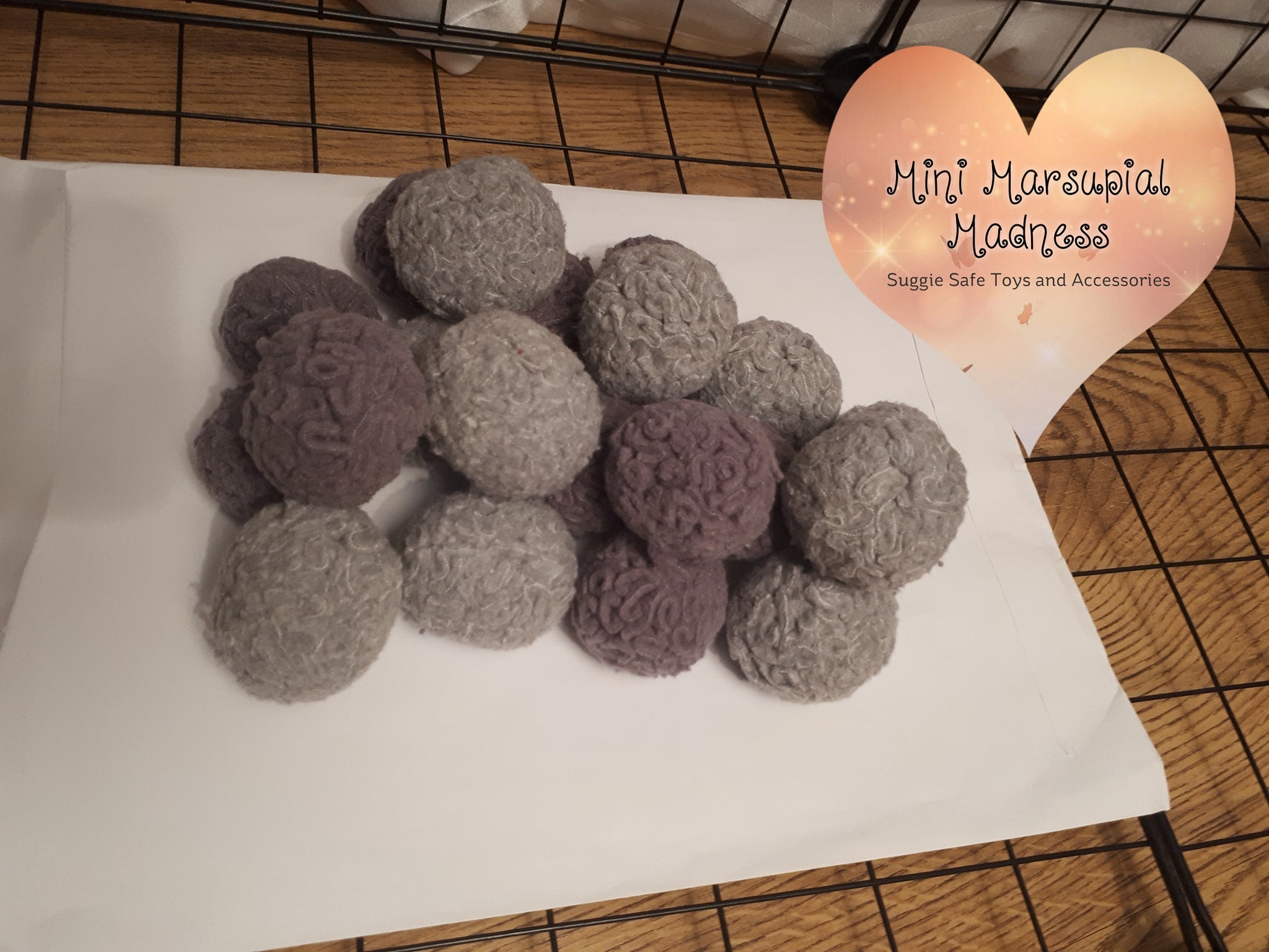 20 X Fleece Pom Poms, Pet Toy Suitable for Sugar Gliders, Rats, Chinchillas, Degus, Mice