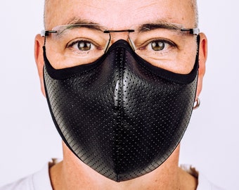superb fit designer mask PSEUDONYMA perforated leather