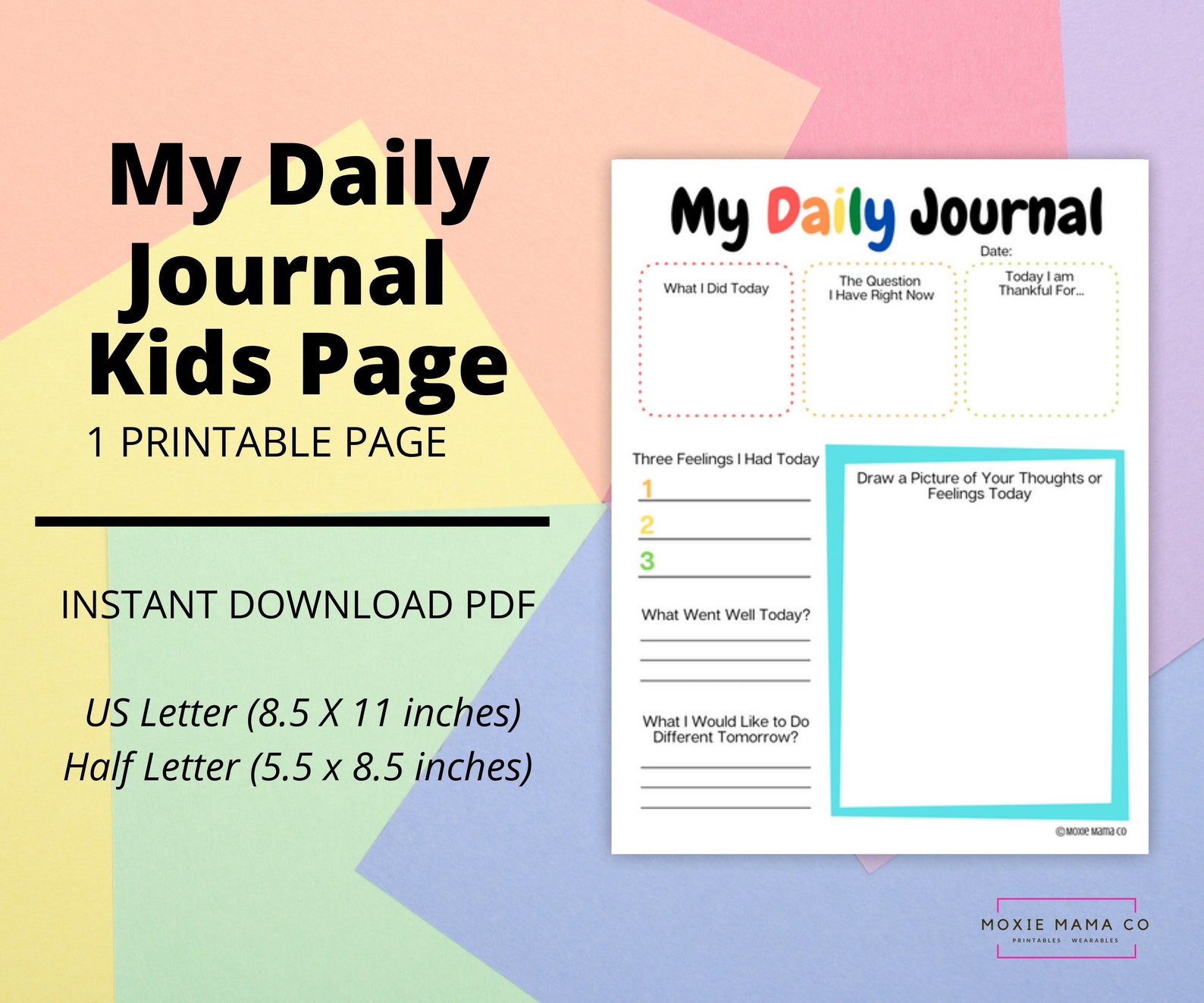 KIDS My Daily Journal Page Kids Journaling PDF Instant Download - Etsy