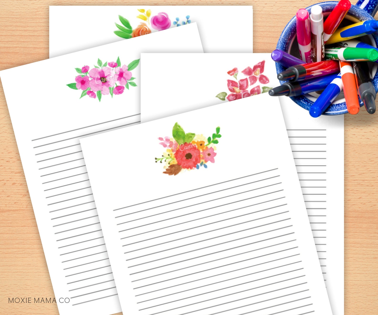 Printable Watercolor Floral Stationary Watercolor Stationary | Etsy