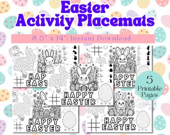 Easter Activity Placemats | 5 Easter Activity Mats for Kids | Printable Kids Activities | Kids Easter Games | Easter Party