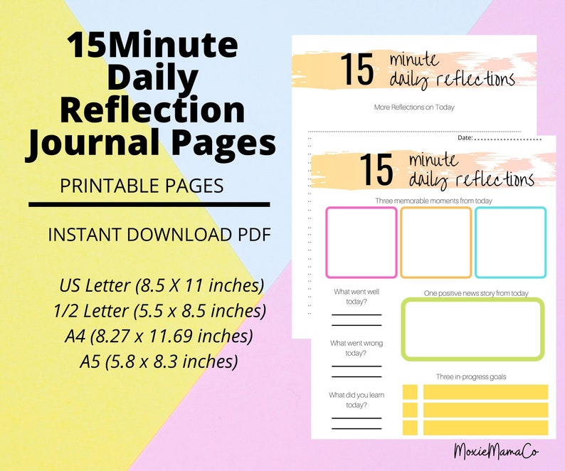 15 Minute Daily Reflections Printable Journal Pages | Etsy