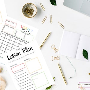 Homeschool Daily & Weekly Lesson Plan Pages Homeschool Planner 2 Pages Instant Download PDF image 2